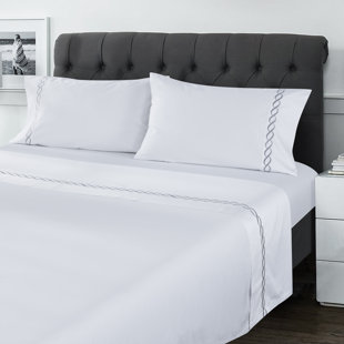 MEADOWPARK 500 Thread Count Cotton Sateen Hotel Stitch Sheet Set