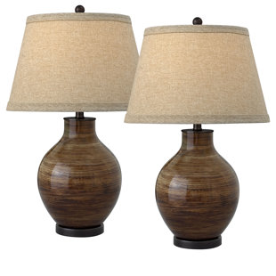 MEDALLION LIGHTING Venezia 28" Coffee Brushstrokes Glass Table Lamp (Set of 2)