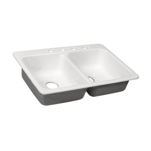 CECO Daytona 33'' L Drop-In Double Bowl Cast Iron Kitchen Sink