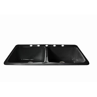 CECO Big Corona 43'' L Drop-In Double Bowl Cast Iron Kitchen Sink