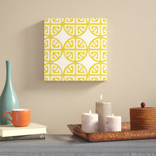 BLUE ELEPHANT Retro Blockprint I by June Erica Vess - Wrapped Canvas Print