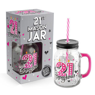 THE PARTY AISLE 21st Birthday 500ml Glass Mason Jar