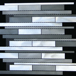 LEGION FURNITURE Random Sized Metal Mosaic Tile in Silver/Gray