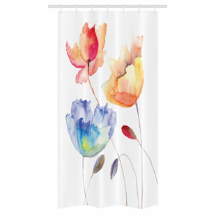 EAST URBAN HOME Floral Shower Curtain with Hooks Included