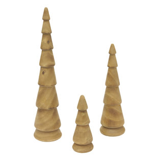 STYLE ME PRETTY 3 Piece Wood Tree Figurine Set