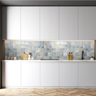 DUNDEE DECO Falkirk 3D 38" W x 19" L Vinyl Wall Paneling in Blue/Beige