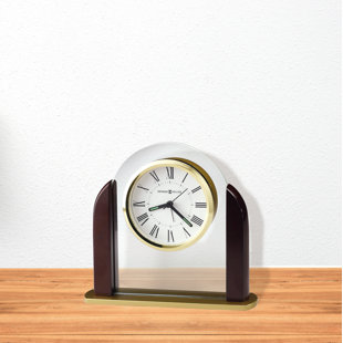 HOWARD MILLER® Derrick Modern & Contemporary Analog Crystal Quartz Tabletop Clock with Alarm in Rosewood Hall/Clear