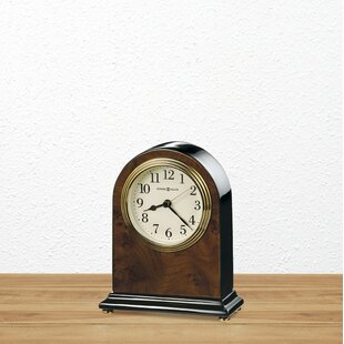 HOWARD MILLER® Bedford Traditional Analog Solid Wood Quartz Tabletop Clock in Walnut Piano/Polished Brass