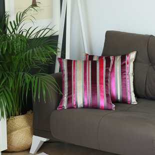 APOLENA Striped Velvet Pillow Cover (Set of 2)