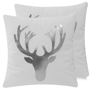 PETERBOROUGH HOME Christmas Gold And Silver Microsuede Pillow Cover (Set of 2)