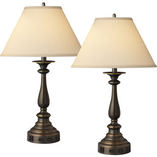 MEDALLION LIGHTING Traditional Madison Bronze Metal Table Lamp (Set of 2)