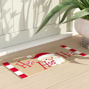 EVERGREEN ENTERPRISES, INC Winter Christmas Santa Ho Ho Ho Sassafras Switch 10 in. x 20 in. Non-Slip Outdoor Door Mat