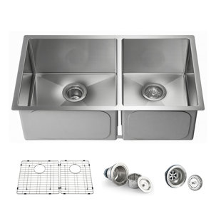 KIBI 33'' L Undermount Double Bowl Stainless Steel Kitchen Sink