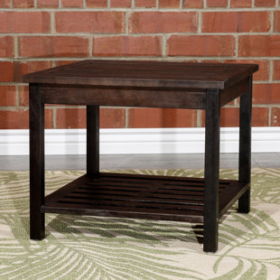 HIGHLAND DUNES Buecker Square Eucalyptus Outdoor Side Table
