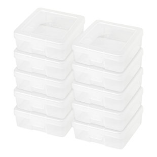 IRIS USA, INC. Plastic Desk Organizer Storage Containers with Latching Lid (Set of 10)