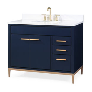 MERCER41 Danford 42'' Free Standing Single Bathroom Vanity with Quartz Top
