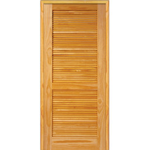 MMI DOOR Louver Interior Door 80'' Solid + Manufactured Wood Louvered Unfinished Prehung Door