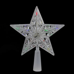NORTHLIGHT SEASONAL 6" Pre-Lit Clear Crystal Jeweled Star Christmas Tree Topper - Multicolor Lights