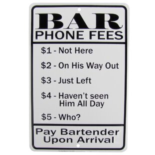 TREASURE GURUS Bar Phone Fees Funny Embossed Metal Sign Us Made Novelty Man Cave Pub Wall Decor