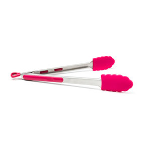 Fox Run Brands Locking Tongs, Silicone and Stainless Steel, 12-Inch, Raspberry