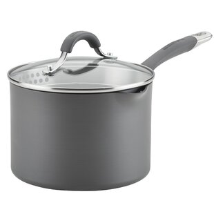 Circulon Radiance Hard-Anodized Nonstick Saucepan with Straining Lid, 3-Quart