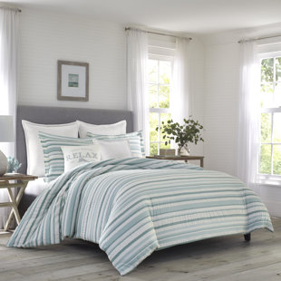 TOMMY BAHAMA HOME Tommy Bahama Clearwater Cay Blue Seersucker Cotton Duvet Cover Set
