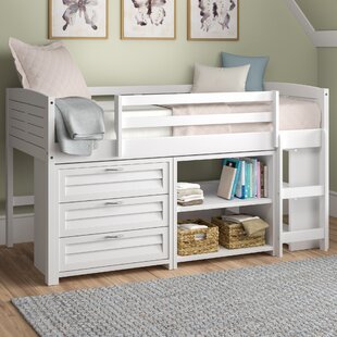 Hagen Twin Solid Wood Loft Bed with Bookcase by Sunside Sails