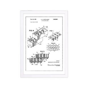 ART REMEDY 'Lego Toy Building Brick 1961, Silver Metallic' Framed Graphic Art