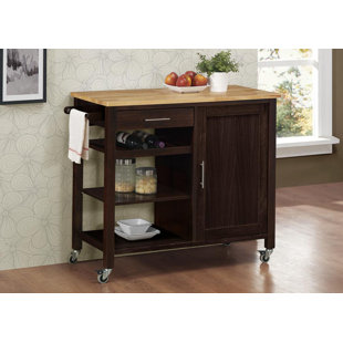 4D CONCEPTS Solid Wood Top Kitchen Cart