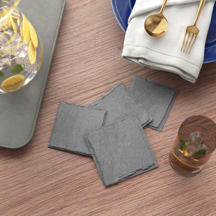 WILLISTON FORGE Thirstystone Natural Grey Slate Coaster Set (Set of 4)