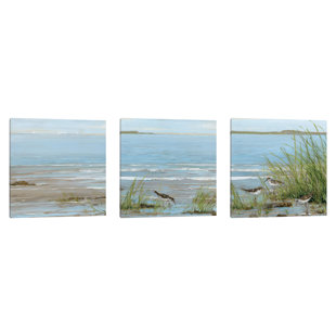 BEACHCREST HOME Afternoon On The Shore Triptych by Sally Swatland - Wrapped Canvas Panoramic Painting