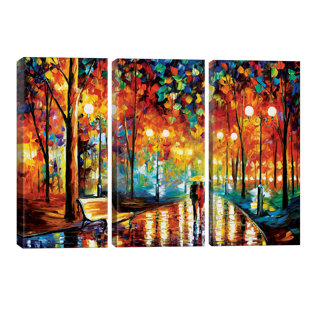 LANGLEY STREET Rain's Rustle II by Leonid Afremov - 3 Piece Wrapped Canvas Painting