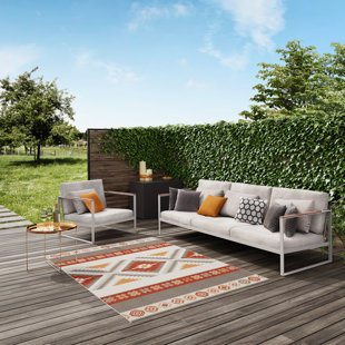 MISTANA Flachgewebe-Teppich Naidu in Rot/Grau/Orange