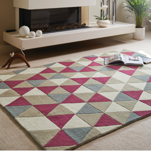 EBERN DESIGNS Fetzer Funky Wool Raspberry Rug