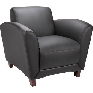 LORELL Leather Reception Chair with Wood Frame