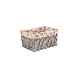 LILY MANOR Wicker Storage Basket with Garden Rose Lining