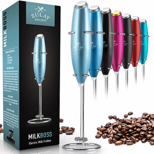 Zulay Kitchen Milk Frother with Stand Handheld Electric Whisk for Coffee Latte and Matcha Executive