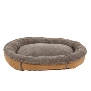 ZOEY TAILS Faux Suede Oblong Comfy Cup Donut Dog Bed