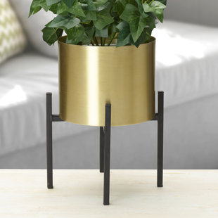 Scott Living Luxe Gold Metal Vase with Stand, 11 inch