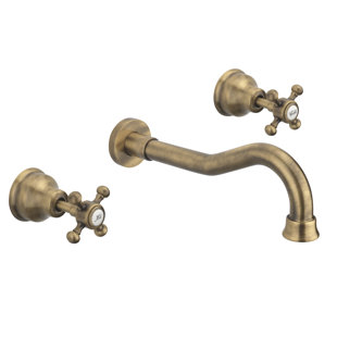 BELFRY BATHROOM Alexandrina 3 Hole Wall Mounted Basin Mixer Clicker Waste Bronze Finish