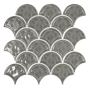 THOMAS AVENUE CERAMICS 3" x 3" Ceramic Fish Scale Mosaic Tile