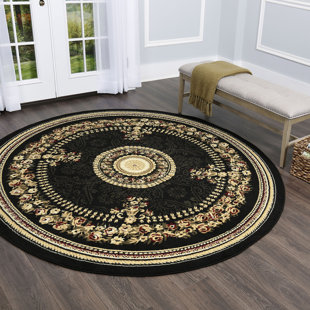 LAUREL FOUNDRY MODERN FARMHOUSE® Gossard Floral Black Area Rug
