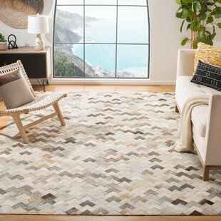 UNION RUSTIC Stasia Chevron Handmade Grey Area Rug