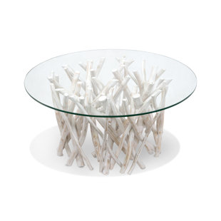 IBOLILI Glass Top Coffee Table