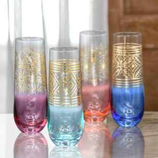 FITZ AND FLOYD 9.5 oz. Glass Stemless Flute (Set of 4)