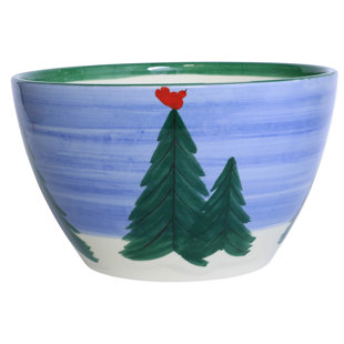 VIETRI Old St. Nick Large Deep Bowl - Santa with Stockings