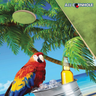 AJJ CORNHOLE 2' x 4' Parrot Solid Wood Cornhole Set with Bags