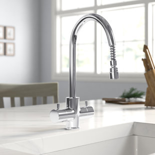 PIRALLA Cox Cruciform Sink Pull Out Twin Lever Monobloc Kitchen Tap