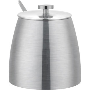 GRUNWERG Café Olé Stal Stainless Steel Sugar Bowl with Lid, 11.5 x 10 x 10 cm