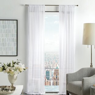 MARTHA STEWART Glacier Solid Sheer Rod Pocket Curtain Panels (Set of 2)